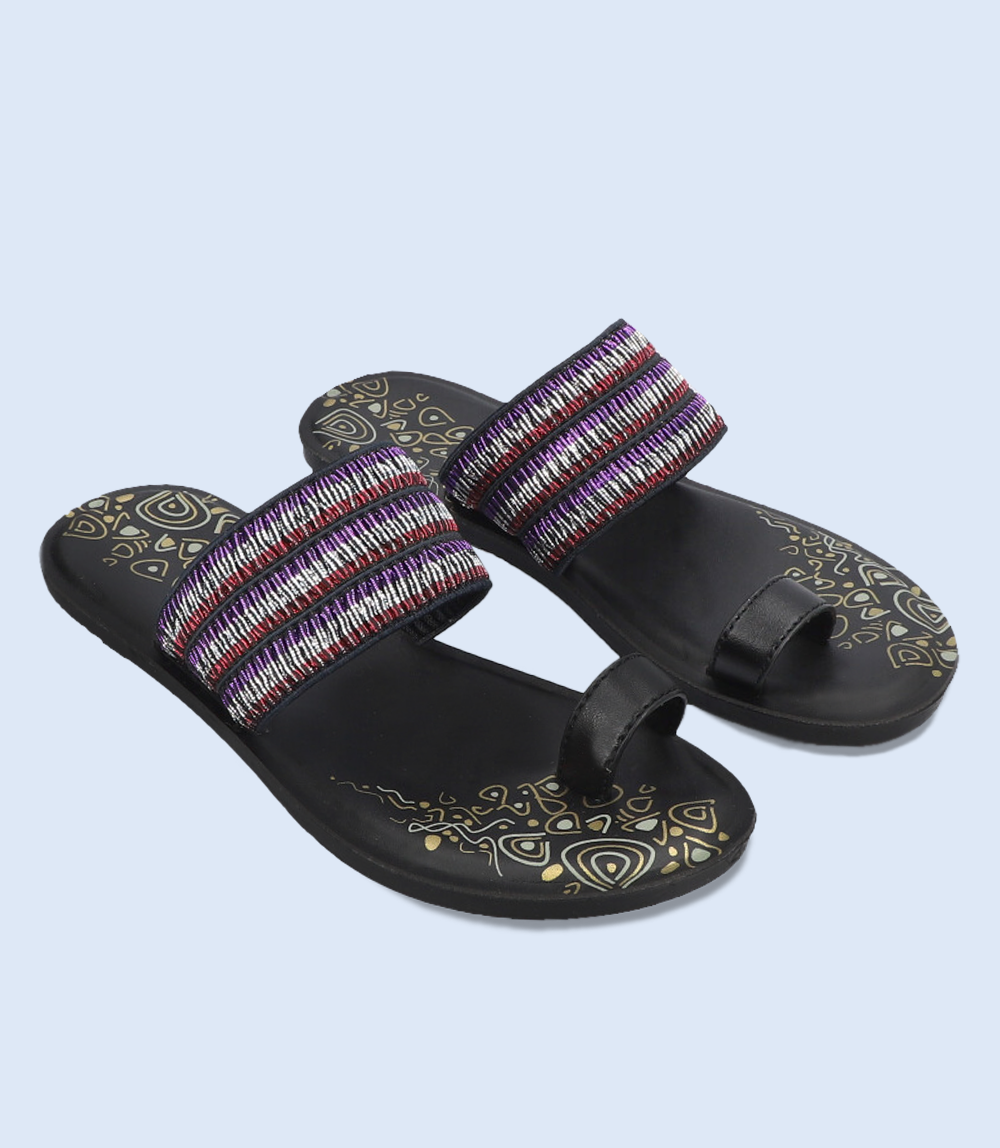 BW9377 BLACK Women Casual Chappal Borjan