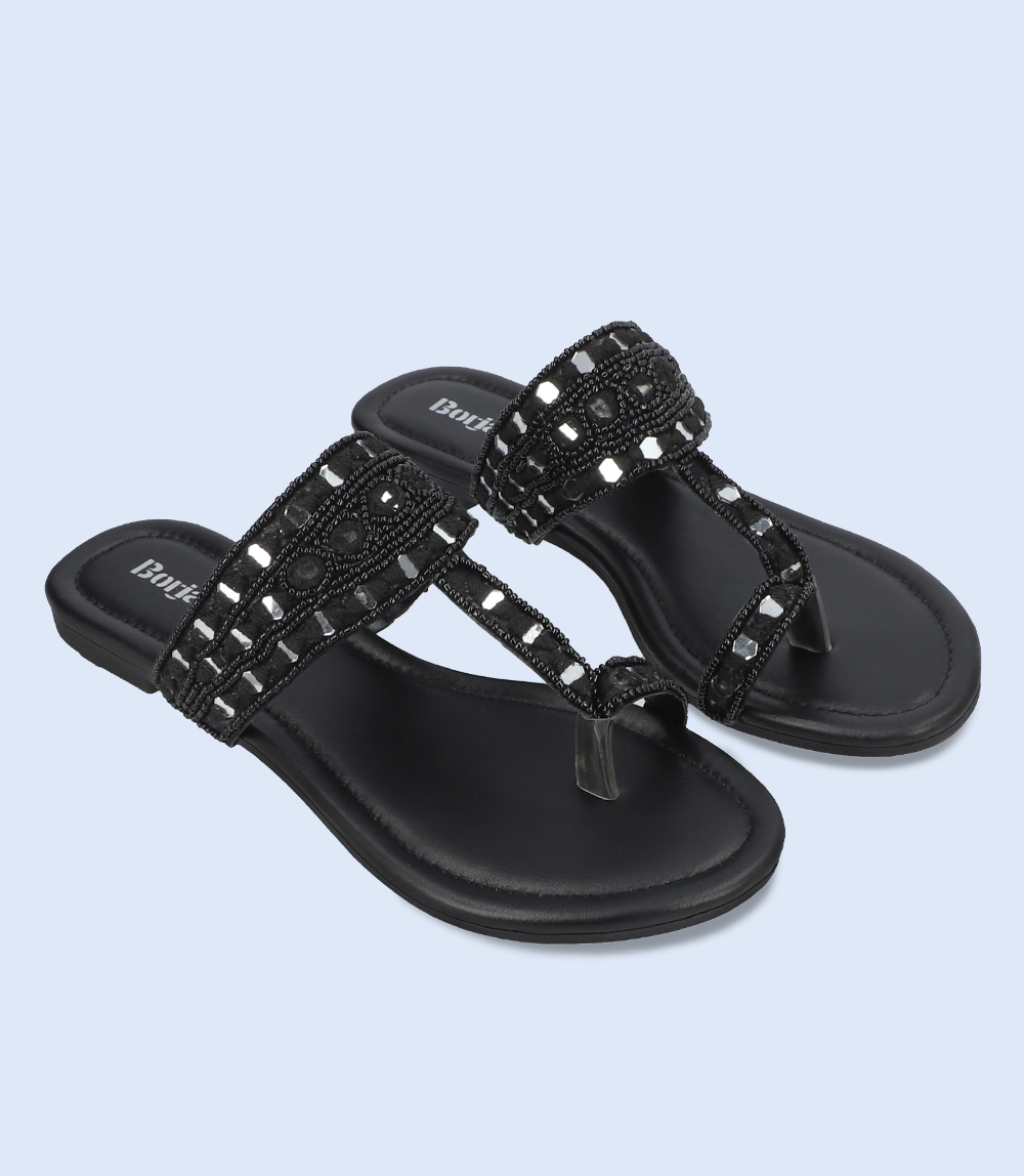 Black chappal for ladies cheap