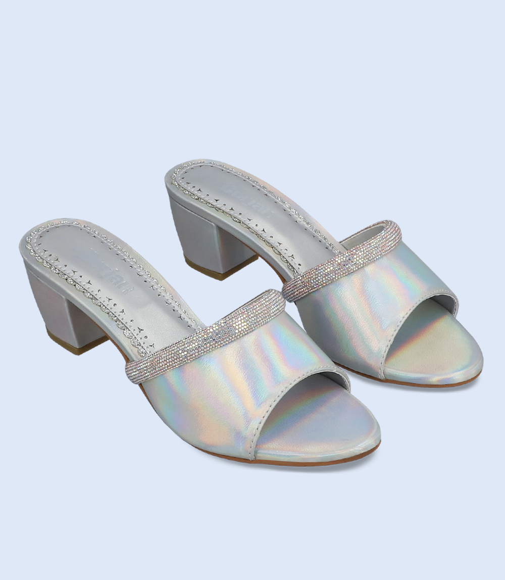 BW9158-SILVER-Women Formal Slipper Heels