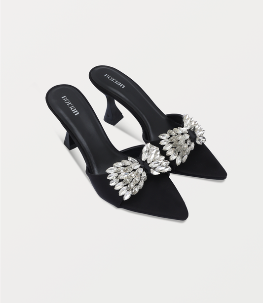 Women Slipper Heels-BLACK