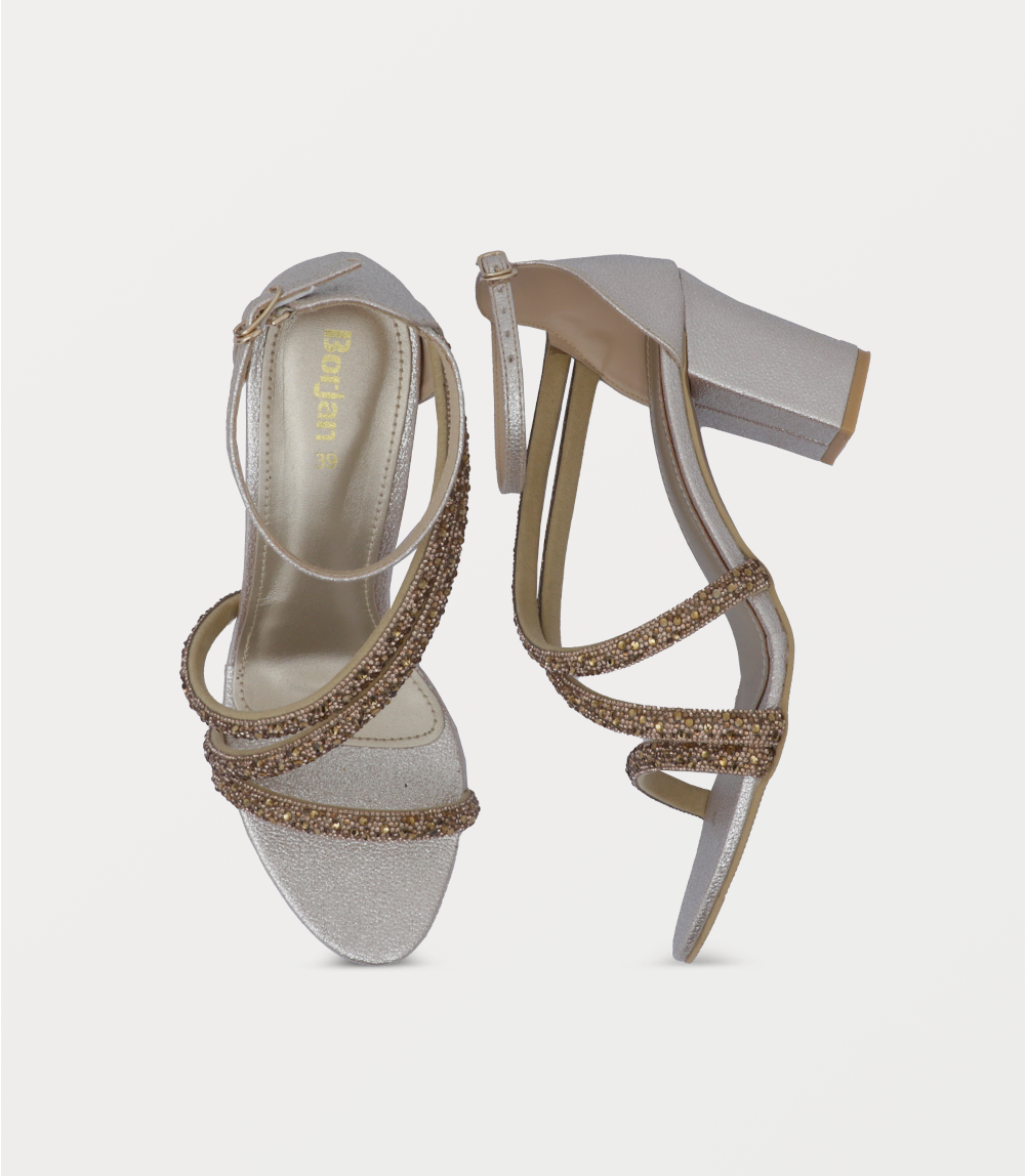 Women Sandal Heels-GOLDEN