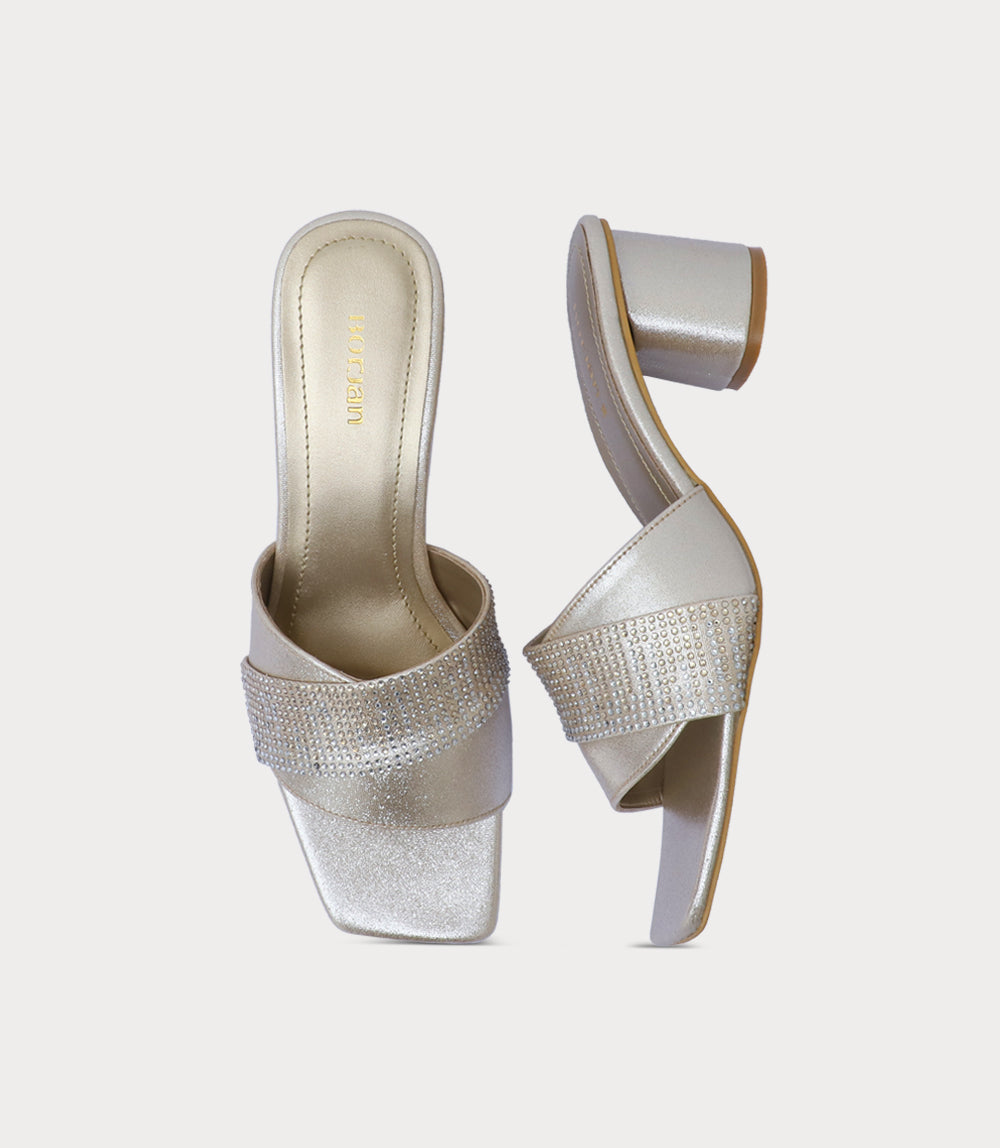Women Slipper Heel-GOLDEN