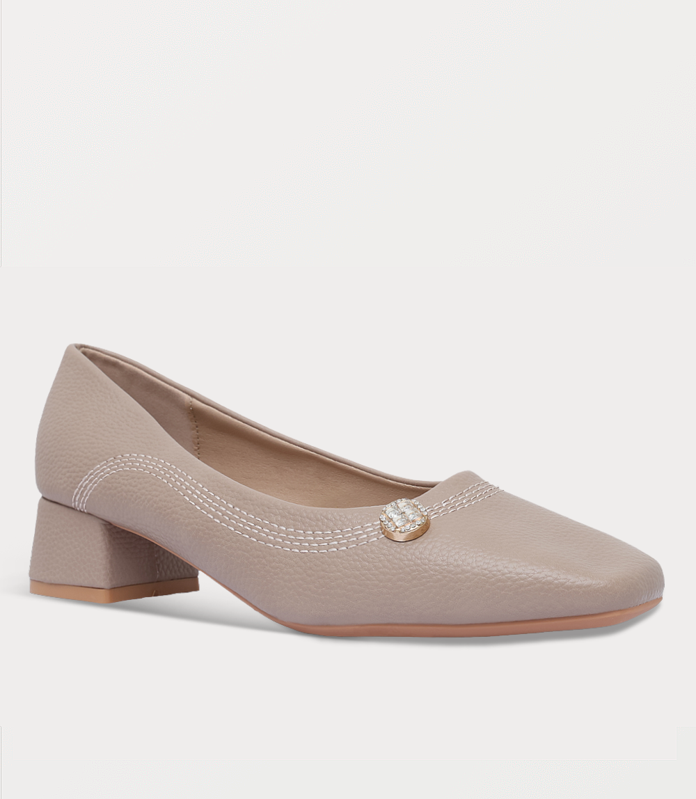 Women Court Shoes-KHAKI