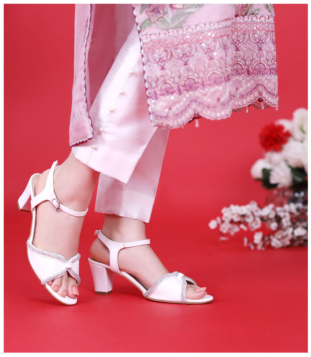 Buy White Chunky Heels Online 2023 | Clara White Heels - Mykono