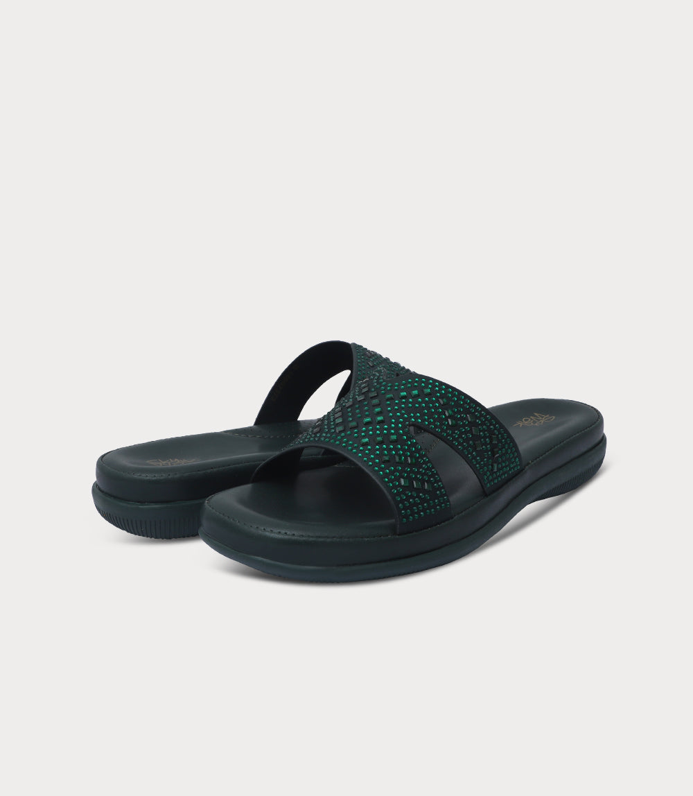 Women Comfort Slipper-FORST GREEN