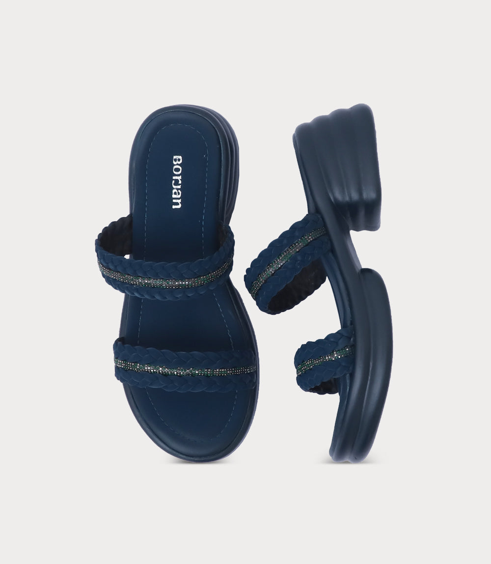 Women Platform Slipper-TEAL