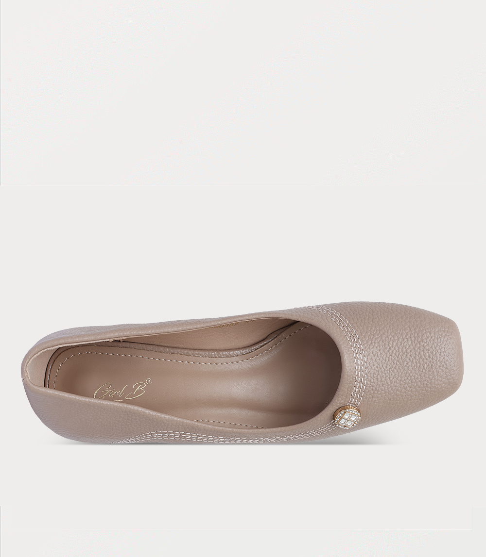 Women Court Shoes-KHAKI