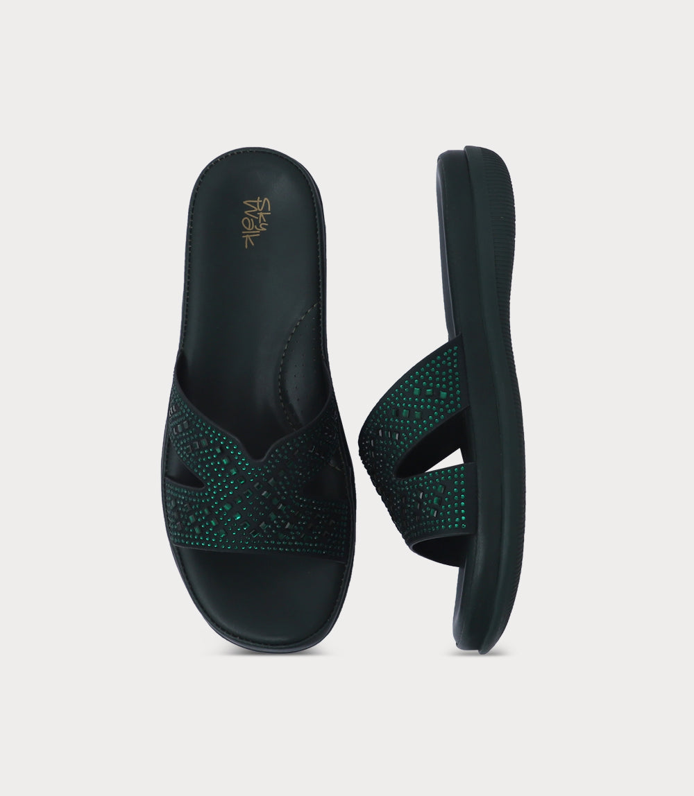 Women Comfort Slipper-FORST GREEN