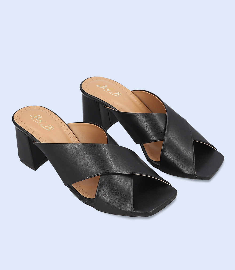 Buy online Black Slip On Block Heel from heels for Women by Mehnam for  ₹1139 at 73% off | 2024 Limeroad.com